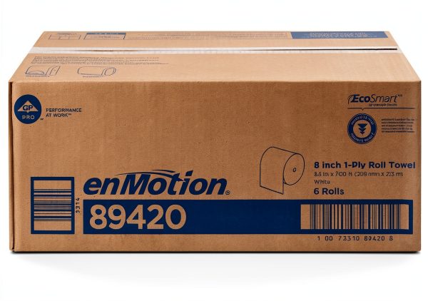 Georgia-Pacific enMotion 8" Paper Towel Rolls By GP PRO, White, 700 Feet Per Roll, 6 Bulk Paper Towel Rolls Per Case, 89420-2