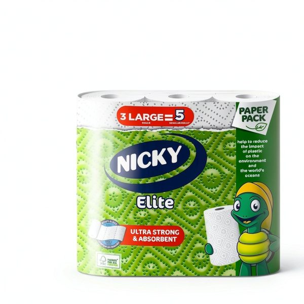 Nicky Elite Adapt-A-Size Paper Towels 24 Large Rolls Plastic-Free Pack-7