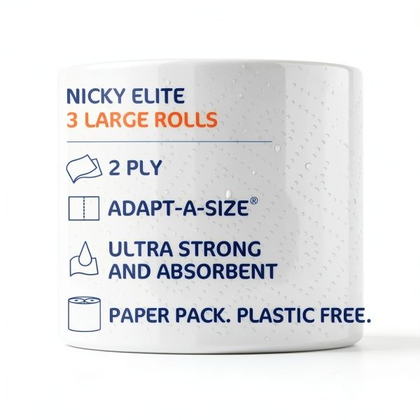 Nicky Elite Adapt-A-Size Paper Towels 24 Large Rolls Plastic-Free Pack-2