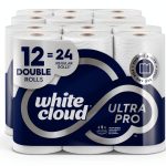 White Cloud Ultra PRO Ultra Absorbent Paper Towel, Choose-a-Size Sheets, 2 Packs of 6 DOUBLE Rolls = 24 Regular Rolls-0