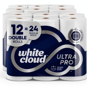White Cloud Ultra PRO Ultra Absorbent Paper Towel, Choose-a-Size Sheets, 2 Packs of 6 DOUBLE Rolls = 24 Regular Rolls-0