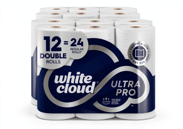 White Cloud Ultra PRO Ultra Absorbent Paper Towel, Choose-a-Size Sheets, 2 Packs of 6 DOUBLE Rolls = 24 Regular Rolls-0