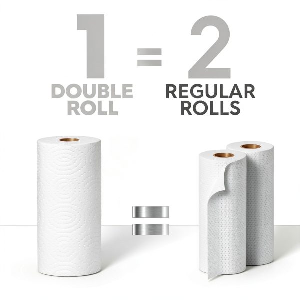 White Cloud Ultra PRO Ultra Absorbent Paper Towel, Choose-a-Size Sheets, 2 Packs of 6 DOUBLE Rolls = 24 Regular Rolls-5